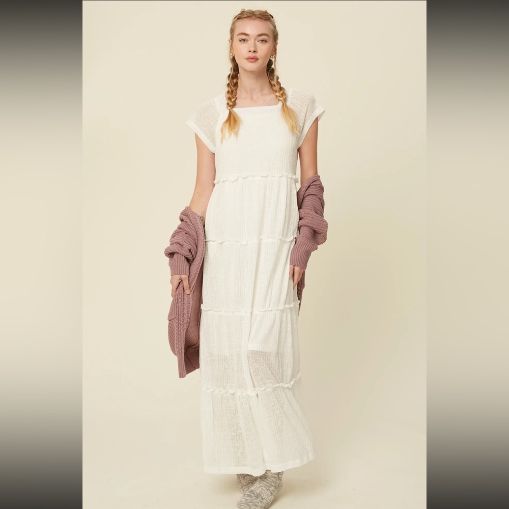 Tiered White Maxi Dress
